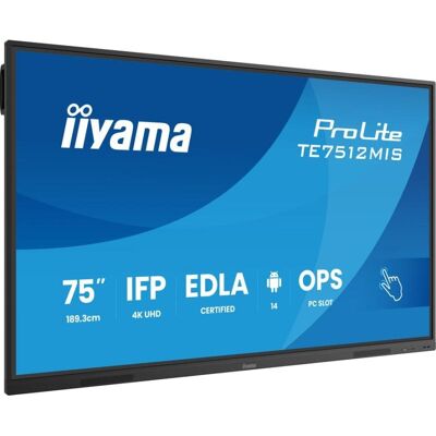 Interaktives Display iiyama TE7512MIS-B4AG 75 Zoll 4K UHD Android WLAN Touch VA Interaktives Display iiyama TE7512MIS-B4AG 75 Zoll 4K UHD Android WLAN Touch VA