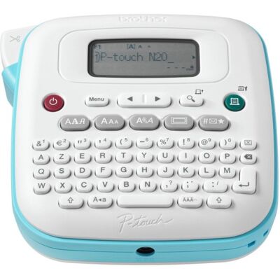 Brother PT-N20 Tragbarer Etikettendrucker, manuelles Schneiden, LCD, blau/weiß Brother PT-N20 Tragbarer Etikettendrucker, manuelles Schneiden, LCD, blau/weiß