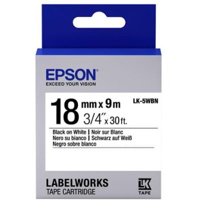 Etikettenbänder für Drucker Epson LK-5WBN 18 mm 9 m Schwarz auf Weiß Etikettenbänder für Drucker Epson LK-5WBN 18 mm 9 m Schwarz auf Weiß