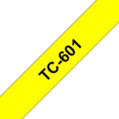 Etikettenband für Brother Drucker TC-601 12 mm Schwarz auf Gelb laminiert Etikettenband für Brother Drucker TC-601 12 mm Schwarz auf Gelb laminiert