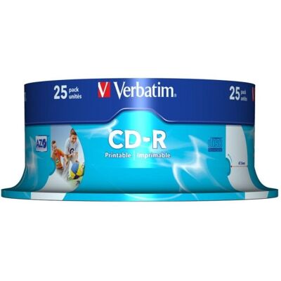 CD-R Verbatim AZO Wide Inkjet Printable 700MB 52x 25 Stück CD-R Verbatim AZO Wide Inkjet Printable 700MB 52x 25 Stück CD-R Verbatim AZO Wide Inkjet Printable 700MB 52x 25 Stück CD-R Verbatim AZO Wide Inkjet Printable 700MB 52x 25 Stück
