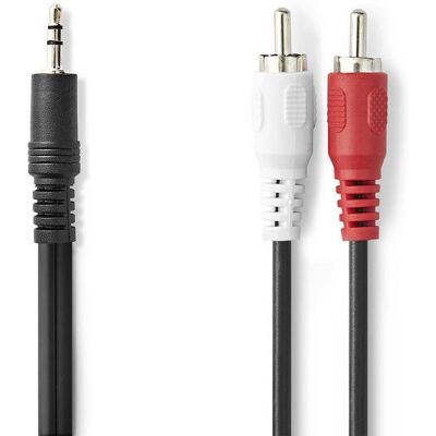 Audiokabel Nedis CAGL22200BK10 3,5 mm Klinke auf 2x RCA 1 m Schwarz vergoldet Audiokabel Nedis CAGL22200BK10 3,5 mm Klinke auf 2x RCA 1 m Schwarz vergoldet
