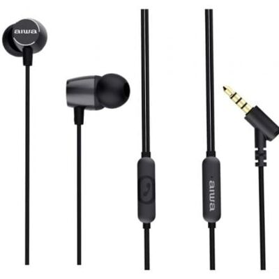 AIWA Kopfhörer mit 3,5-mm-Klinkenkabel und eingebautem Mikrofon, ergonomischem Design und kraftvollem Bass AIWA Kopfhörer mit 3,5-mm-Klinkenkabel und eingebautem Mikrofon, ergonomischem Design und kraftvollem Bass