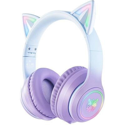 ONIKUMA B90 kabellose Bluetooth 5.0 Gaming Kopfhörer mit RGB-Beleuchtung Blau/Lila ONIKUMA B90 kabellose Bluetooth 5.0 Gaming Kopfhörer mit RGB-Beleuchtung Blau/Lila