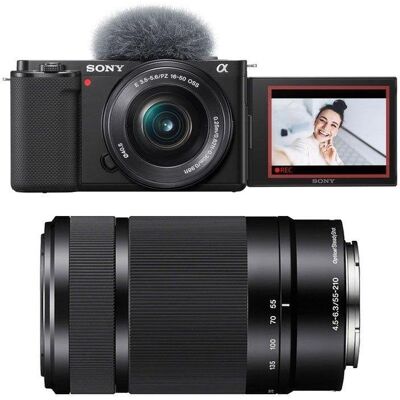 Digitalkamera Sony Alpha ZV-E10 24,2 MP 3x optischer Zoom APS-C Sensor 4K WiFi Kit 16-50mm 55-210mm Schwarz Digitalkamera Sony Alpha ZV-E10 24,2 MP 3x optischer Zoom APS-C Sensor 4K WiFi Kit 16-50mm 55-210mm Schwarz