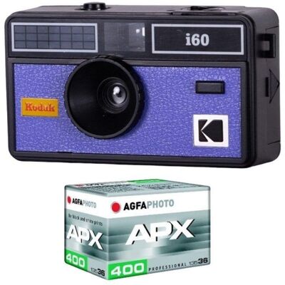 Agfaphoto Kodak Pack Kodak i60 Wiederverwendbare analoge Kamera + 36-Belichtungen ISO 400 Film Blau Agfaphoto Kodak Pack Kodak i60 Wiederverwendbare analoge Kamera + 36-Belichtungen ISO 400 Film Blau