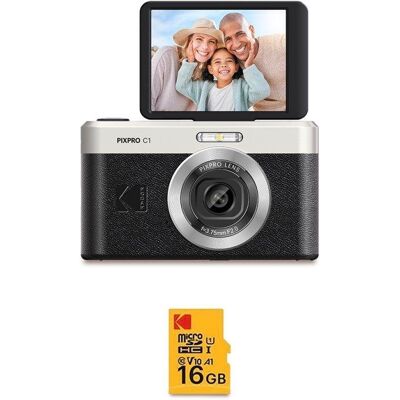 Digitalkamera Agfaphoto Kodak Pixpro C1 13MP 4x Zoom 2.8" klappbares Display Schwarz mit 16GB microSDHC Digitalkamera Agfaphoto Kodak Pixpro C1 13MP 4x Zoom 2.8" klappbares Display Schwarz mit 16GB microSDHC