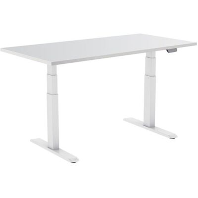 Kimex Höhenverstellbarer Sitz-Steh-Schreibtisch - Verbunden, Weiß, 120x75cm Kimex Höhenverstellbarer Sitz-Steh-Schreibtisch - Verbunden, Weiß, 120x75cm