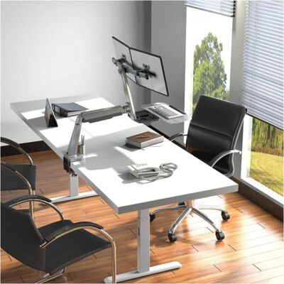 Kimex Höhenverstellbarer Sitz-Steh-Schreibtisch - Verbunden, Weiß, 120x75cm Kimex Höhenverstellbarer Sitz-Steh-Schreibtisch - Verbunden, Weiß, 120x75cm