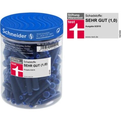 Tintenpatrone Schneider Fino Blau Schwarz Gummi 100 Stück Glas Tintenpatrone Schneider Fino Blau Schwarz Gummi 100 Stück Glas