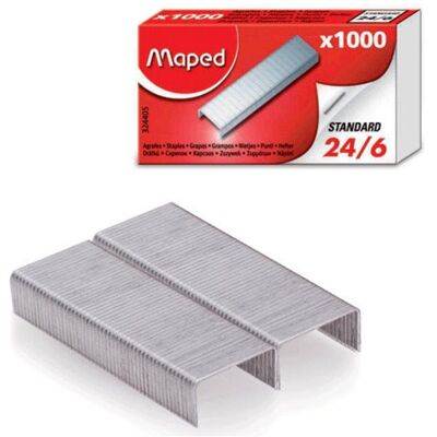 Metallheftklammern Maped 24/6 Packung mit 1000 Stück für Papier Metallheftklammern Maped 24/6 Packung mit 1000 Stück für Papier