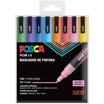 uni-ball Posca PC-3M 8 Farben Purpurina Stiftset uni-ball Posca PC-3M 8 Farben Purpurina Stiftset