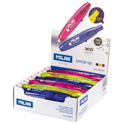 Milan Korrekturband, Box mit 12 Schreibkorrektoren im Band, 5 mm x 6 m, verschiedene Farben Milan Korrekturband, Box mit 12 Schreibkorrektoren im Band, 5 mm x 6 m, verschiedene Farben
