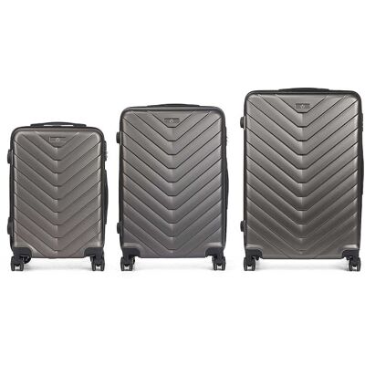 dam-electronics Koffer Dam Set 3 Trolley ABS Leicht Robust Schuppen-Design Dunkelgrau dam-electronics Koffer Dam Set 3 Trolley ABS Leicht Robust Schuppen-Design Dunkelgrau