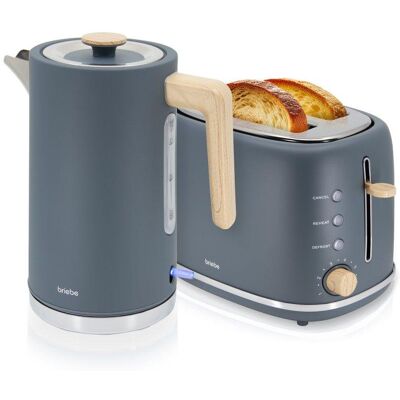 Set Briebe SKT1167GRY Toaster 2 Scheiben Wasserkocher 1,7L Nordic Grau Set Briebe SKT1167GRY Toaster 2 Scheiben Wasserkocher 1,7L Nordic Grau