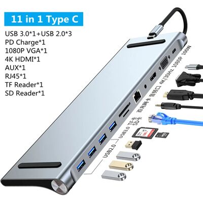 OEING 11/12-in-1 Typ C Dock USB C Hub 3,0 Splitter Multiport Adapter 4K RJ45 SD/TF VGA HDMI-kompatibel Laptop MacBook iPad xiaomi OEING 11/12-in-1 Typ C Dock USB C Hub 3,0 Splitter Multiport Adapter 4K RJ45 SD/TF VGA HDMI-kompatibel Laptop MacBook iPad xiaomi