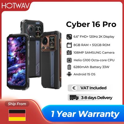 HOTWAV Cyber 16 Pro Robustes Smartphone G100 Octa-Core Android 15 Mobiltelefon 108 MP 6,6 Zoll FHD+ 2K 8 GB 512 GB 6280 mAh Mobiltelefon HOTWAV Cyber 16 Pro Robustes Smartphone G100 Octa-Core Android 15 Mobiltelefon 108 MP 6,6 Zoll FHD+ 2K 8 GB 512 GB 6280 mAh Mobiltelefon