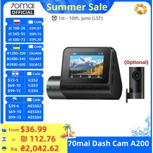Global 70mai Dashcam A200 Zweikanal-Aufnahme 1080P HDR 2'' IPS-Bildschirm 24H Parküberwachung Auto-DVR 70mai A200 WIFI APP 130° ° Sichtfeld Global 70mai Dashcam A200 Zweikanal-Aufnahme 1080P HDR 2'' IPS-Bildschirm 24H Parküberwachung Auto-DVR 70mai A200 WIFI APP 130° ° Sichtfeld