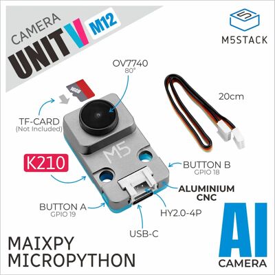M5Stack Offizielle UnitV K210 AI Kamera M12 Version (OV7740) M5Stack Offizielle UnitV K210 AI Kamera M12 Version (OV7740)