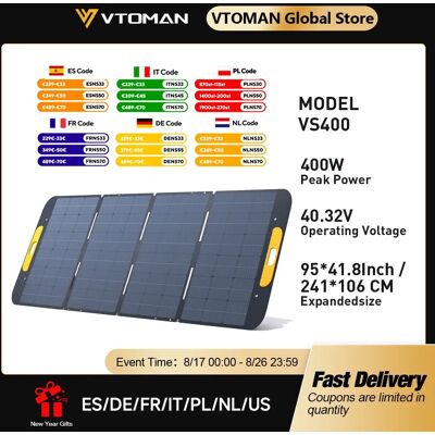 VTOMAN VS400W faltbares Solarpanel, 40,32 V, hocheffizientes, tragbares Solarladegerät für Outdoor-Kraftwerke VTOMAN VS400W faltbares Solarpanel, 40,32 V, hocheffizientes, tragbares Solarladegerät für Outdoor-Kraftwerke