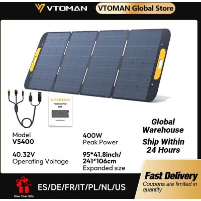 VTOMAN VS400W faltbares Solarpanel, 40,32 V, hocheffizientes, tragbares Solarladegerät für Outdoor-Kraftwerke VTOMAN VS400W faltbares Solarpanel, 40,32 V, hocheffizientes, tragbares Solarladegerät für Outdoor-Kraftwerke