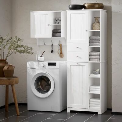 SoBuy BZR104 Hochschrank mit ausklappbarem Badezimmer Schrank schmal Wäscheschrank Badregal Badezimmerschrank SoBuy BZR104 Hochschrank mit ausklappbarem Badezimmer Schrank schmal Wäscheschrank Badregal Badezimmerschrank