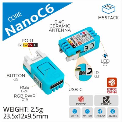 M5Stack Offizielles NanoC6 Dev Kit M5Stack Offizielles NanoC6 Dev Kit