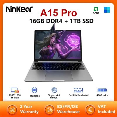 Ninkear A15 Pro Laptop 16GB 1TB AMD Ryzen 5 16 Zoll 120Hz 2560*1600 Bildschirm Fingerabdruck-Entsperrung Notebook-Computer Ninkear A15 Pro Laptop 16GB 1TB AMD Ryzen 5 16 Zoll 120Hz 2560*1600 Bildschirm Fingerabdruck-Entsperrung Notebook-Computer