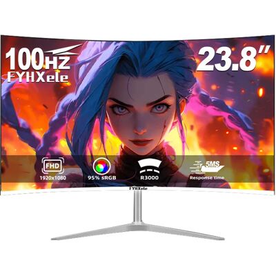 FYHXele 24 Zoll Curved 100Hz Gaming-Monitor MVA FHD 1080P Computerbildschirm 3000R HDMI/VGA DCR Augenschutz VESA 100*100 2ms Reaktionszeit FYHXele 24 Zoll Curved 100Hz Gaming-Monitor MVA FHD 1080P Computerbildschirm 3000R HDMI/VGA DCR Augenschutz VESA 100*100 2ms Reaktionszeit