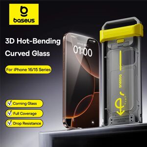 Baseus 3D gebogenes gehärtetes Glas für iPhone 16 15 Pro Max, heißes Biegen, vollständige Abdeckung, bruchsicher, klare Corning-Displayschutz Baseus 3D gebogenes gehärtetes Glas für iPhone 16 15 Pro Max, heißes Biegen, vollständige Abdeckung, bruchsicher, klare Corning-Displayschutz