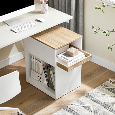 SoBuy ASK08-WN Druckertisch mit Rollen Versteckte Rollen, 3 Fächer, Rollcontainer Schreibtisch für Büro Weiß-Natur 40x65x50cm SoBuy ASK08-WN Druckertisch mit Rollen Versteckte Rollen, 3 Fächer, Rollcontainer Schreibtisch für Büro Weiß-Natur 40x65x50cm