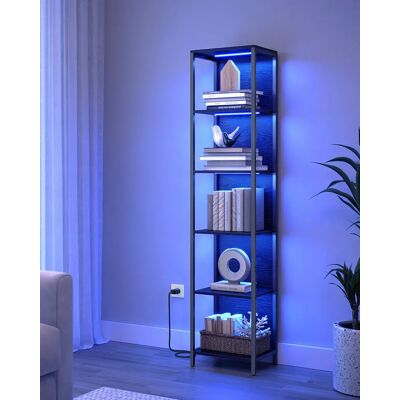 VASAGLE Bücherregal mit 6 Ebenen, Standregal mit Einstellbarer LED-Beleuchtung, Regal mit Stahlrahmen, 30,3 x 40 x 178,6 cm VASAGLE Bücherregal mit 6 Ebenen, Standregal mit Einstellbarer LED-Beleuchtung, Regal mit Stahlrahmen, 30,3 x 40 x 178,6 cm
