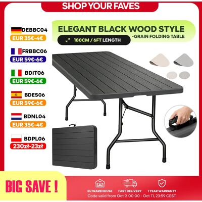 Eiryss 180cm Tragbarer Klapptisch HDPE Gartentisch Koffertisch Outdoor Camping 150kg + 2 Tischsets & Untersetzer Eiryss 180cm Tragbarer Klapptisch HDPE Gartentisch Koffertisch Outdoor Camping 150kg + 2 Tischsets & Untersetzer