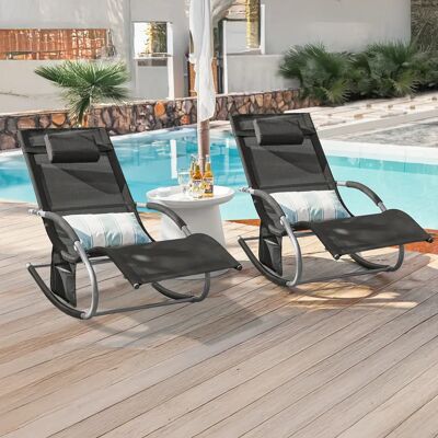 SoBuy OGS28x2 Sonnenliege 2-er Set Gartenliege schuakel mit Tasche und Kopfkissen luftig Liegestuhl für Gärten, Höfe, Strände SoBuy OGS28x2 Sonnenliege 2-er Set Gartenliege schuakel mit Tasche und Kopfkissen luftig Liegestuhl für Gärten, Höfe, Strände