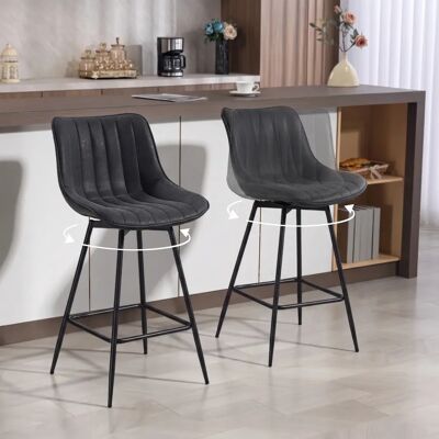 HOMCOM Barhocker 2er Set, 68 cm drehbare Tresenhocker mit Rückenlehne, gepolsterte PU-Leder Barstühle mit Fußstütze und Stahlbeinen für Kücheninsel, Esszimmer, Schwarz HOMCOM Barhocker 2er Set, 68 cm drehbare Tresenhocker mit Rückenlehne, gepolsterte PU-Leder Barstühle mit Fußstütze und Stahlbeinen für Kücheninsel, Esszimmer, Schwarz