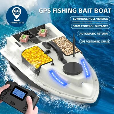 LOKEEVAN D19D Fischerboot, RC-Köderboot, 600 m, kabellose Fernbedienung, Angelköderboot mit 4 Köderbehältern, 2 kg Tragkraft, 12000 mAh LOKEEVAN D19D Fischerboot, RC-Köderboot, 600 m, kabellose Fernbedienung, Angelköderboot mit 4 Köderbehältern, 2 kg Tragkraft, 12000 mAh