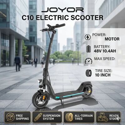 JOYOR C10 Elektroroller für Erwachsene, 48V 10,4AH Abnehmbarer Akku, NFC Schnellentriegelung, Tragbarer Faltbarer E-Scooter, Stadtpendler-Elektroroller JOYOR C10 Elektroroller für Erwachsene, 48V 10,4AH Abnehmbarer Akku, NFC Schnellentriegelung, Tragbarer Faltbarer E-Scooter, Stadtpendler-Elektroroller