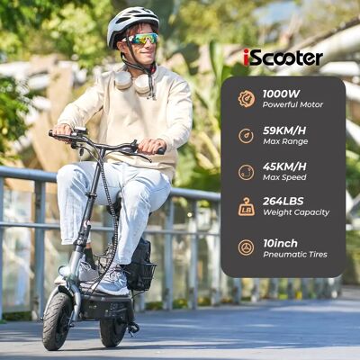IScooter F3 Faltbarer Elektroroller - 1000W Motor - 48V 13AH - 45km/h Höchstgeschwindigkeit - 10'' Räder - Elektroroller IScooter F3 Faltbarer Elektroroller - 1000W Motor - 48V 13AH - 45km/h Höchstgeschwindigkeit - 10'' Räder - Elektroroller