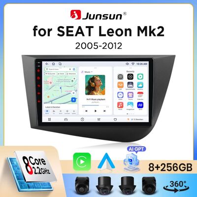 Junsun Wireless CarPlay Android Auto Autoradio für SEAT Leon Mk2 (1P) 2005-2012 mit integriertem Lüfter, Android GPS-Navigation, Multimedia-Player, WiFi, DSP, RDS, BT, SWC, IPS-Touchscreen, Autoradio, Junsun Wireless CarPlay Android Auto Autoradio für SEAT Leon Mk2 (1P) 2005-2012 mit integriertem Lüfter, Android GPS-Navigation, Multimedia-Player, WiFi, DSP, RDS, BT, SWC, IPS-Touchscreen, Autoradio,