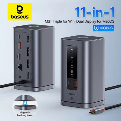 Baseus USB C Hub zu DP 4K@60Hz HDMI DisplayPort 11-IN-1 Dockingstation Triple Display RJ45 PD 100W für Windows Mac USB 3.1 HUB Baseus USB C Hub zu DP 4K@60Hz HDMI DisplayPort 11-IN-1 Dockingstation Triple Display RJ45 PD 100W für Windows Mac USB 3.1 HUB
