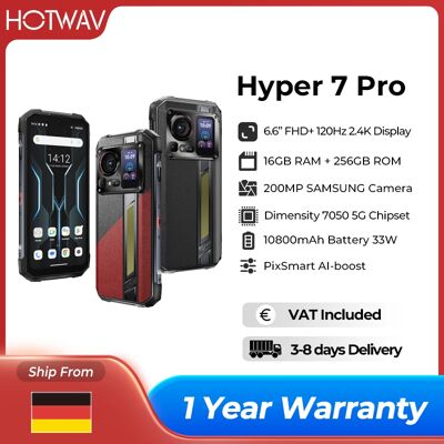 HOTWAV Hyper 7 Pro 5G Outdoor-Smartphone 200MP 6,6'' FHD+ 120Hz Mobiltelefon 16GB 256GB 10800mAh 33W Smartphone Android 14 Handy HOTWAV Hyper 7 Pro 5G Outdoor-Smartphone 200MP 6,6'' FHD+ 120Hz Mobiltelefon 16GB 256GB 10800mAh 33W Smartphone Android 14 Handy