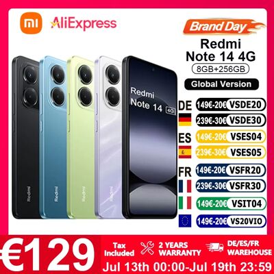 Globale Version Xiaomi Redmi Note 14 4G NFC Smartphone MediaTek Helio G99-Ultra 108MP AI Kamera 6,67" 120Hz Display 5500mAh 33W Turboladung MediaTek Helio G99-Ultra Corning Gorilla Glass 5 Sicherer Globale Version Xiaomi Redmi Note 14 4G NFC Smartphone MediaTek Helio G99-Ultra 108MP AI Kamera 6,67" 120Hz Display 5500mAh 33W Turboladung MediaTek Helio G99-Ultra Corning Gorilla Glass 5 Sicherer