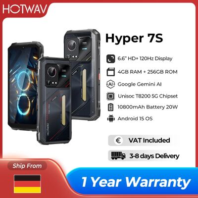 HOTWAV Hyper 7S Robustes 5G-Smartphone mit Android 15, 4GB RAM, 256GB Speicher, 10800mAh Akku, 20W Schnellladung, 6,6'' 120Hz Bildschirm und Super-Campinglampe HOTWAV Hyper 7S Robustes 5G-Smartphone mit Android 15, 4GB RAM, 256GB Speicher, 10800mAh Akku, 20W Schnellladung, 6,6'' 120Hz Bildschirm und Super-Campinglampe