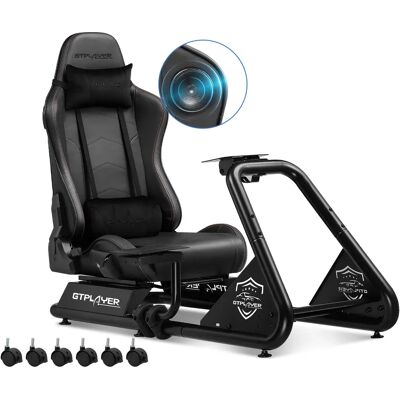 GTPLAYER Simulator Cockpit, sim racing cockpit, rennsimulator lenkradständer mit Lautsprechern, Lenkrad und Pedalablage GTPLAYER Simulator Cockpit, sim racing cockpit, rennsimulator lenkradständer mit Lautsprechern, Lenkrad und Pedalablage