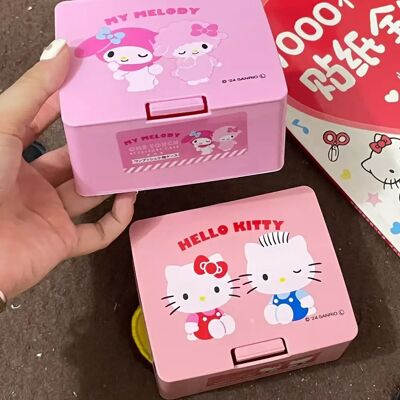 Sanrio 1 Stück Hellokitys Kuromi Kunststoff-Aufbewahrungsbox mit Drucköffnungsdeckel - Moderne Aufbewahrung für Zahnseide, Kosmetikpads und Kleinteile Sanrio 1 Stück Hellokitys Kuromi Kunststoff-Aufbewahrungsbox mit Drucköffnungsdeckel - Moderne Aufbewahrung für Zahnseide, Kosmetikpads und Kleinteile