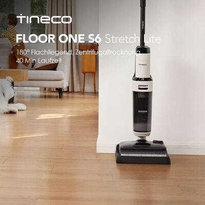 Tineco Floor ONE S6 Stretch Lite Nass Trockensauger, 180°Lay-Flat Nasssauger, 40min Laufzeit, Beidseitige Kantenreinigung, erreichen in niedriger Möbel für Tierhaare Tineco Floor ONE S6 Stretch Lite Nass Trockensauger, 180°Lay-Flat Nasssauger, 40min Laufzeit, Beidseitige Kantenreinigung, erreichen in niedriger Möbel für Tierhaare