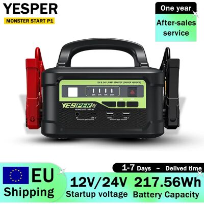 YESPER MONSTER START P1 Tragbarer Auto-Starthilfe 12V/24V Spannung 217,56Wh Kapazität Auto-Notstromversorgung Dooster Starter YESPER MONSTER START P1 Tragbarer Auto-Starthilfe 12V/24V Spannung 217,56Wh Kapazität Auto-Notstromversorgung Dooster Starter