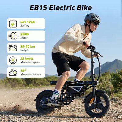 IScooter EB1S Elektrofahrrad mit 250W, 36V 12Ah Akku, Drei-Gang-Schaltung, Höchstgeschwindigkeit von 35 km/h, 14-Zoll Luftreifen und App-Steuerung IScooter EB1S Elektrofahrrad mit 250W, 36V 12Ah Akku, Drei-Gang-Schaltung, Höchstgeschwindigkeit von 35 km/h, 14-Zoll Luftreifen und App-Steuerung