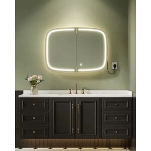 VASAGLE Spiegelschrank Badezimmerschrank Wandschrank Badschrank mit Beleuchtung, mit 2 AC-Steckdosen und 2 USB-Anschlüssen VASAGLE Spiegelschrank Badezimmerschrank Wandschrank Badschrank mit Beleuchtung, mit 2 AC-Steckdosen und 2 USB-Anschlüssen