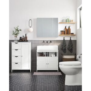 VASAGLE Badezimmerschrank, schmaler Badschrank, Beistellschrank, Kommode, mit 4 Schubladen, Schranktür, verstellbare Ablage VASAGLE Badezimmerschrank, schmaler Badschrank, Beistellschrank, Kommode, mit 4 Schubladen, Schranktür, verstellbare Ablage